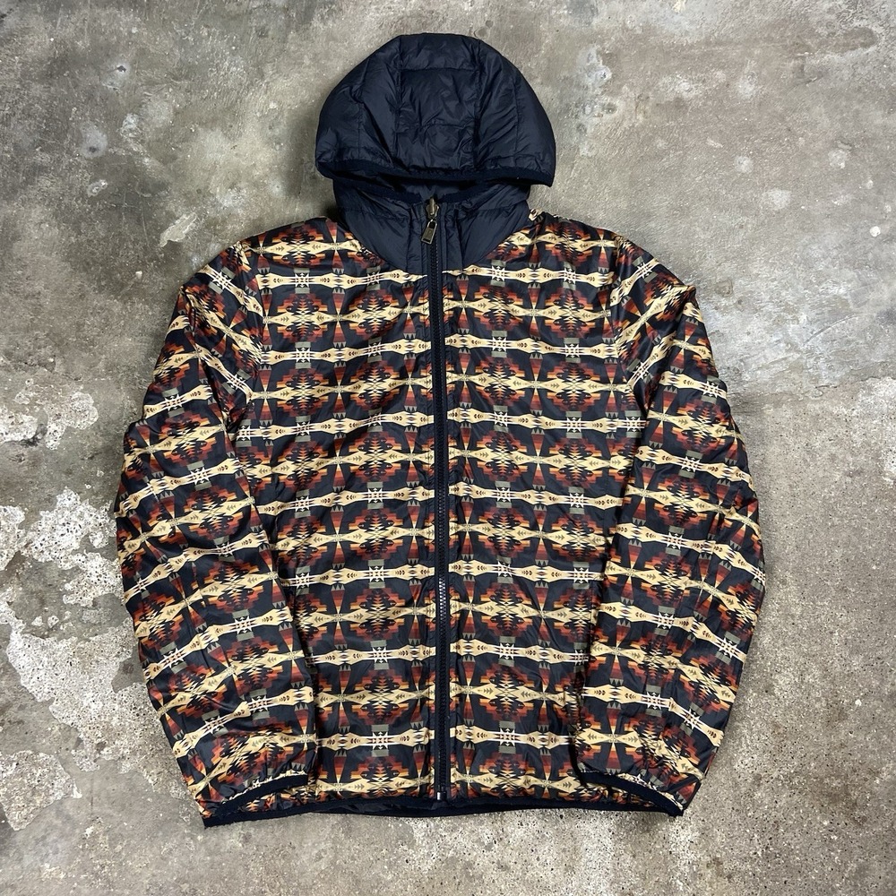 Pendleton Puffer Jacket Size Large Reversible Full Zip Aztec Western Pattern